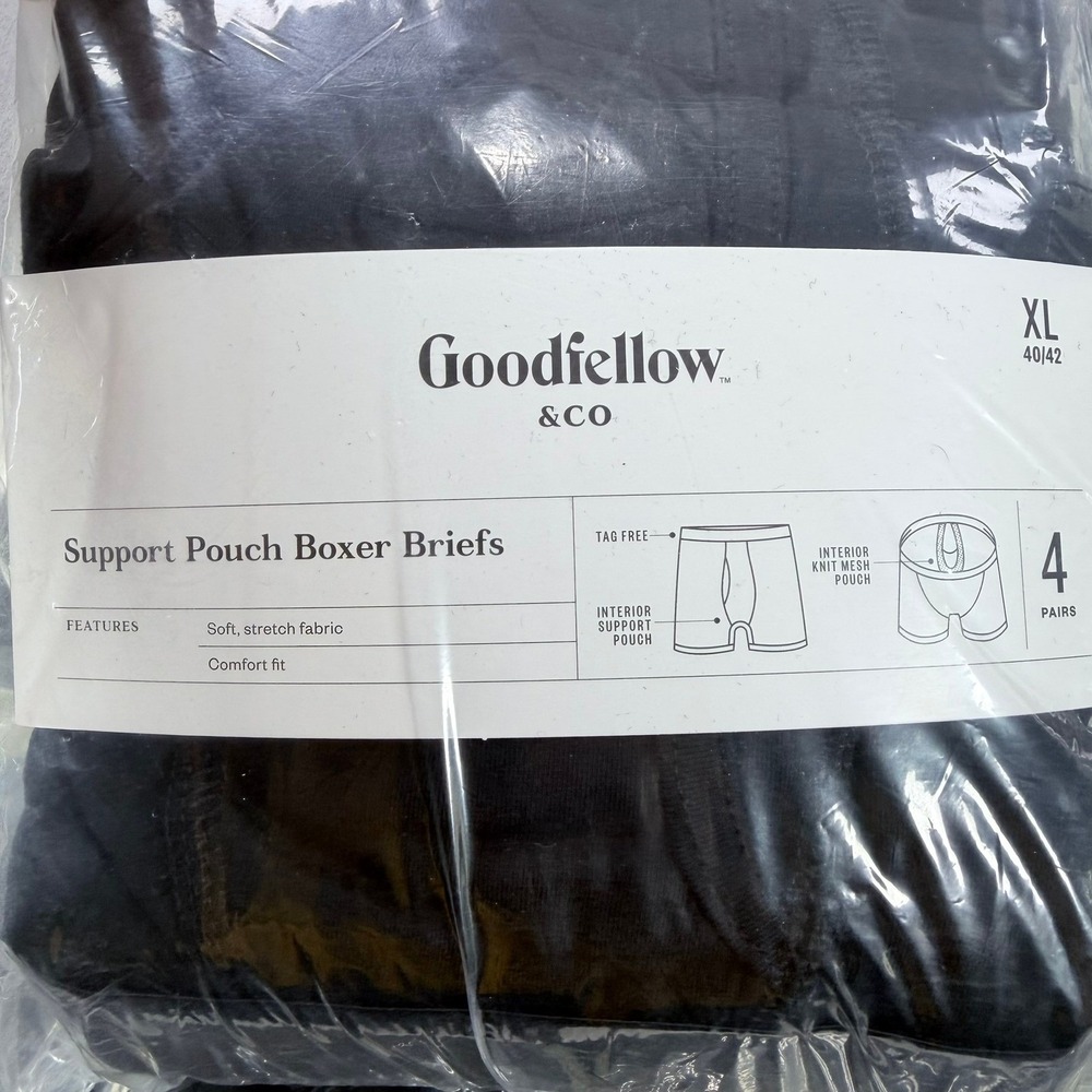 Goodfellow Mens XL Black Cotton Blend Support Pouch Boxer Briefs 4-Pack New Tag